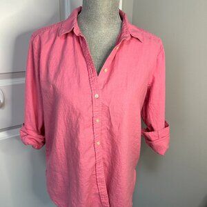 Loft Pink Linen Blend Button Down Size M EUC